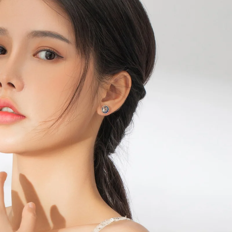 (imagem para) Brincos Petit Gatinha da Lua estilo Pandora - SCE880 - Visualizar 5