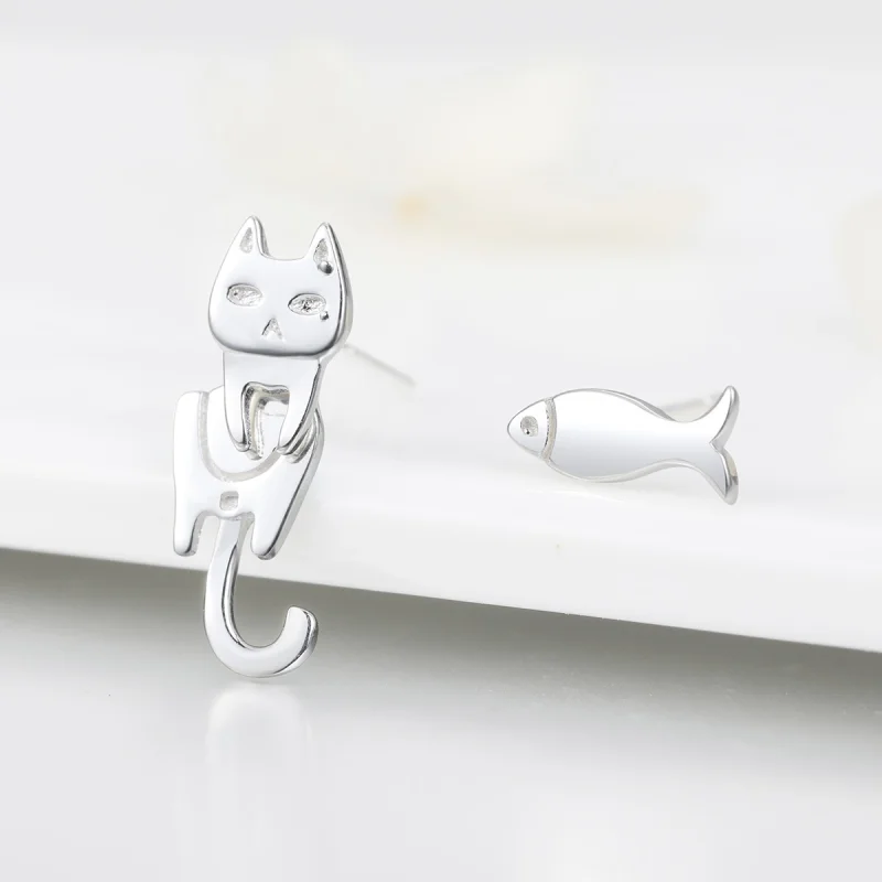 (imagem para) Brincos Petit Gato e peixe estilo Pandora - SCE488 - Visualizar 5