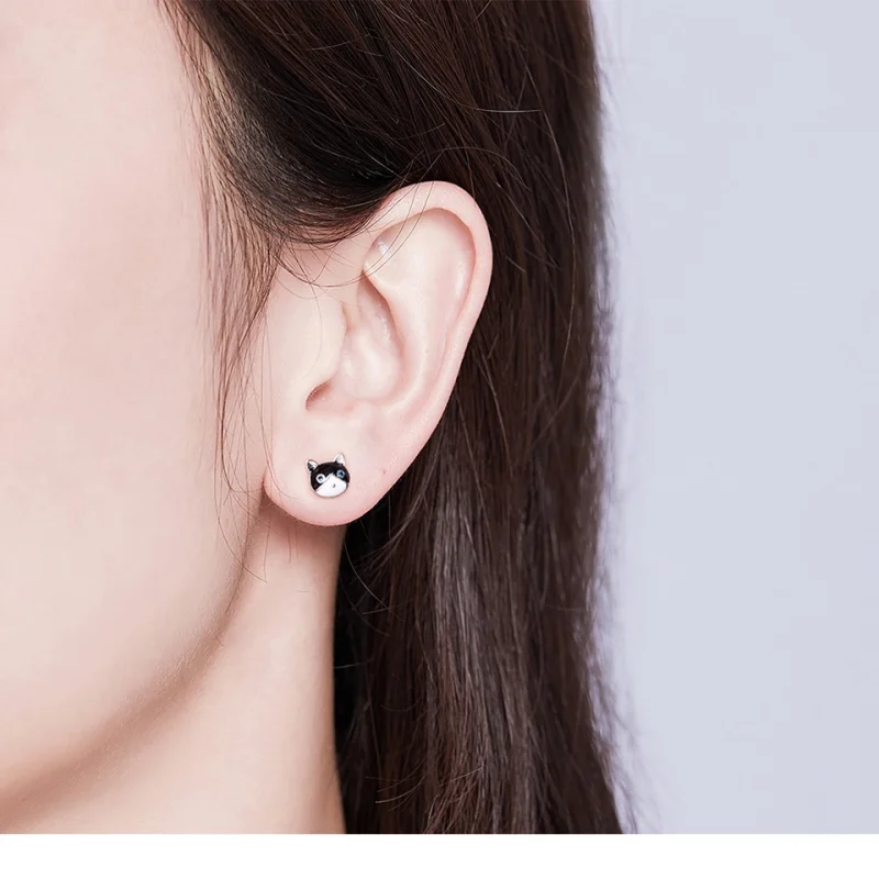 (imagem para) Brincos Petit Gato e peixe estilo Pandora - SCE623 - Visualizar 2