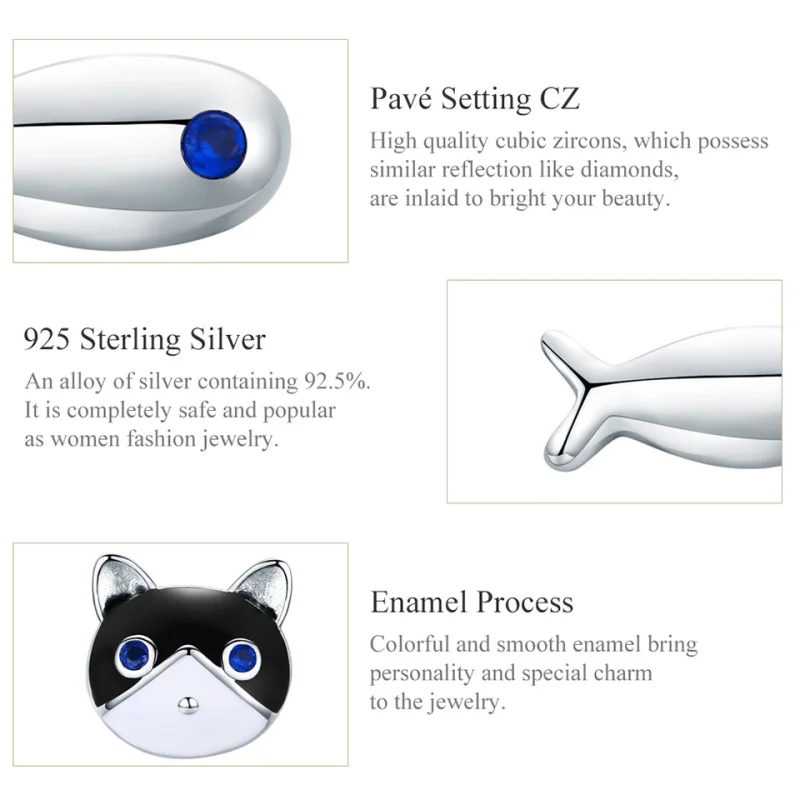 (imagem para) Brincos Petit Gato e peixe estilo Pandora - SCE623 - Visualizar 4