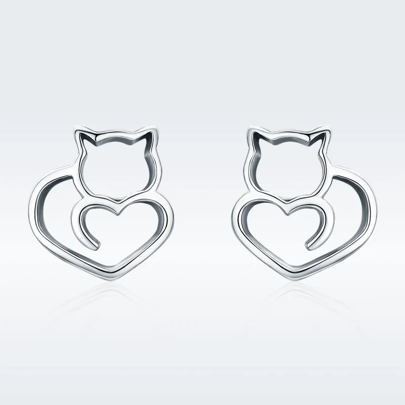 (imagem para) Brincos Petit Gato fofo estilo Pandora - SCE271 - Visualizar 2