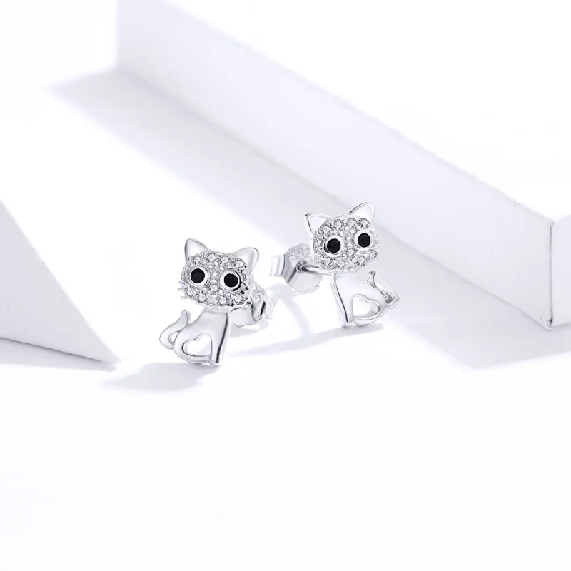 (imagem para) Brincos Petit Gato fofo estilo Pandora - SCE797 - Visualizar 2