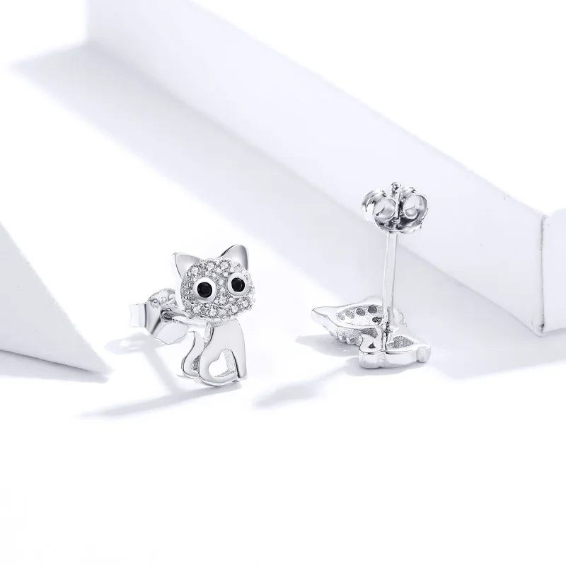 (imagem para) Brincos Petit Gato fofo estilo Pandora - SCE797 - Visualizar 3