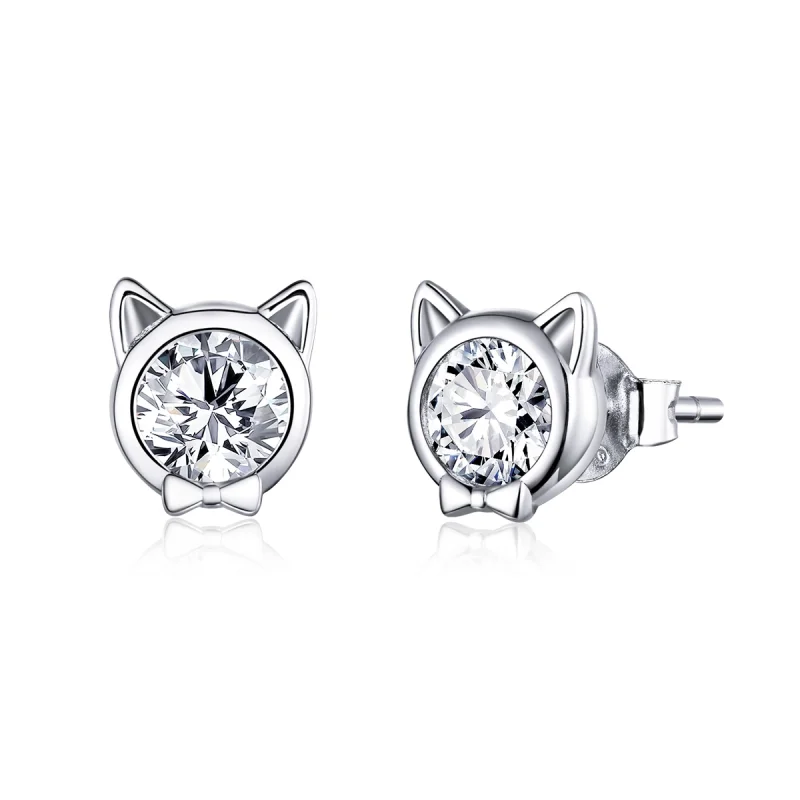 (imagem para) Brincos Petit Gato fofo estilo Pandora - SCE899