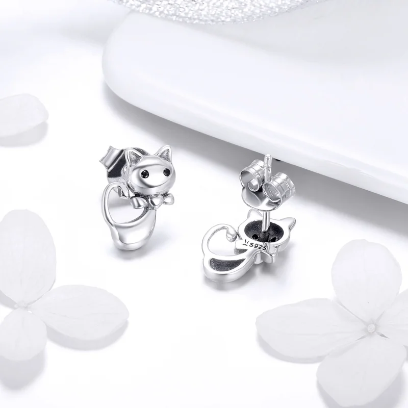 (imagem para) Brincos Petit Gato pegajoso estilo Pandora - SCE450 - Visualizar 6