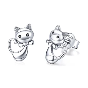 (imagem para) Brincos Petit Gato pegajoso estilo Pandora - SCE450