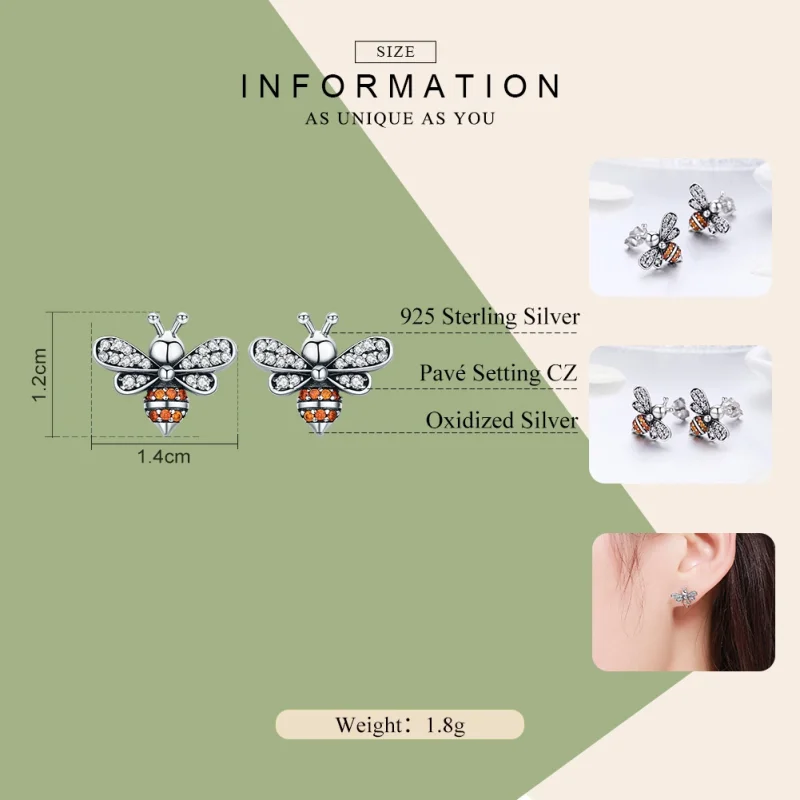(imagem para) Brincos Petit História de Bee estilo Pandora - SCE344 - Visualizar 2