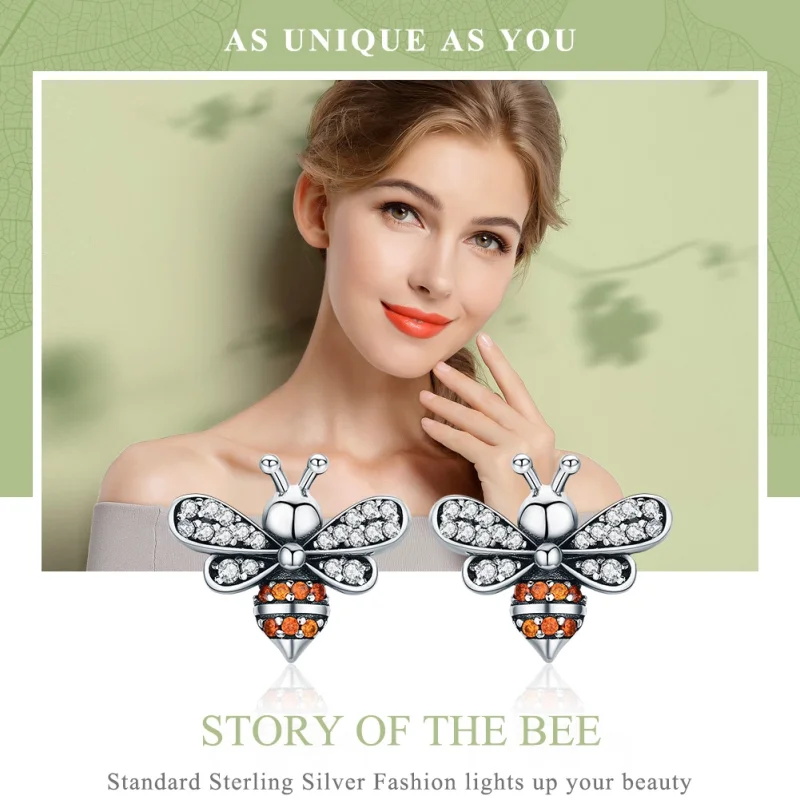 (imagem para) Brincos Petit História de Bee estilo Pandora - SCE344 - Visualizar 3