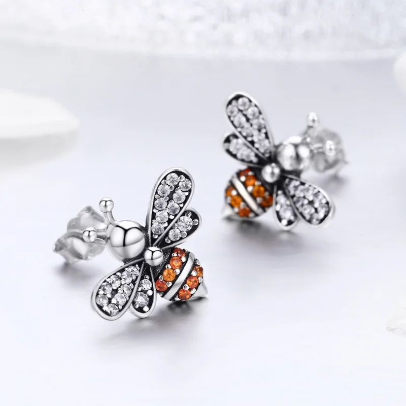 (imagem para) Brincos Petit História de Bee estilo Pandora - SCE344 - Visualizar 5