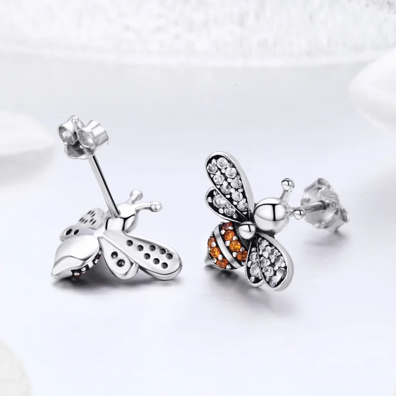 (imagem para) Brincos Petit História de Bee estilo Pandora - SCE344 - Visualizar 6
