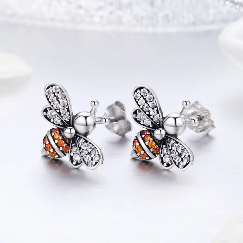 (imagem para) Brincos Petit História de Bee estilo Pandora - SCE344 - Visualizar 8