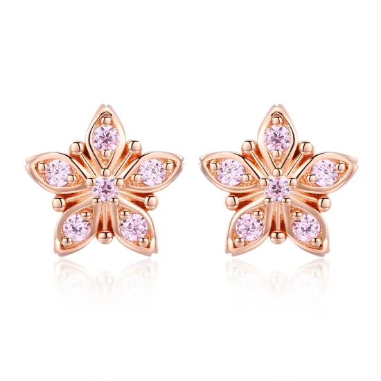 (imagem para) Brincos Petit Margarida rosa estilo Pandora Rose - BSE034
