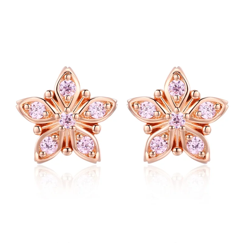(imagem para) Brincos Petit Margarida rosa estilo Pandora Rose - BSE034