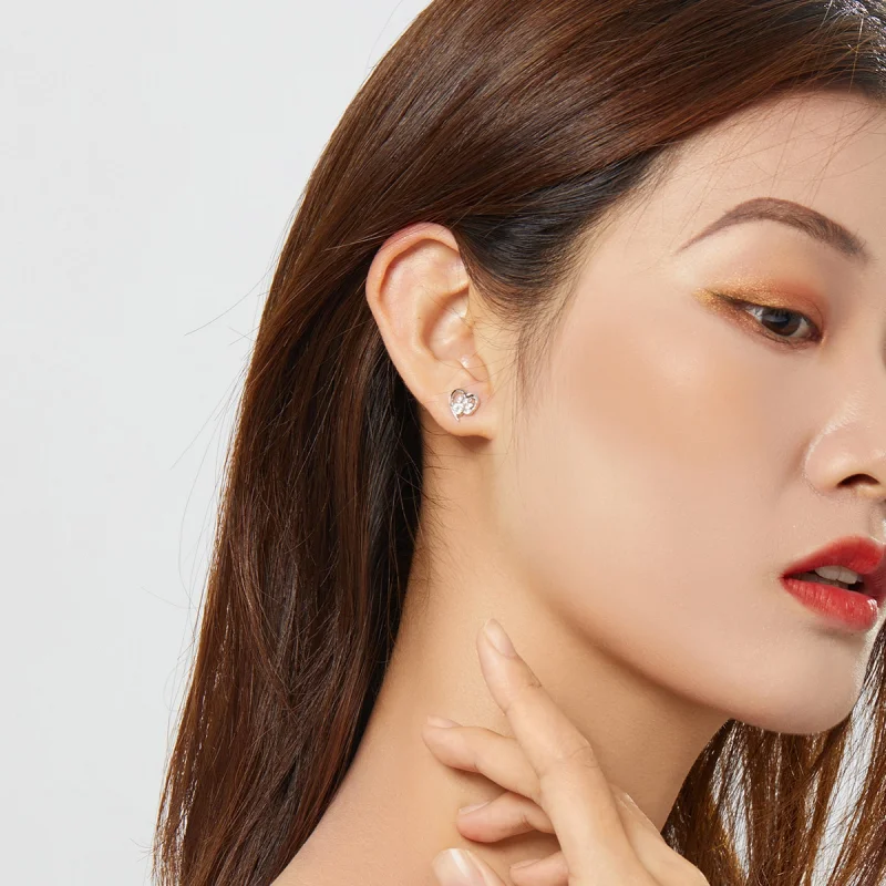 (imagem para) Brincos Petit Pata de cão carinhosa estilo Pandora - SCE654-WH - Visualizar 7