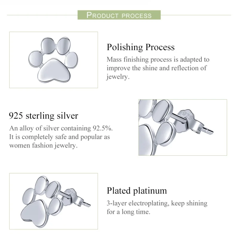 (imagem para) Brincos Petit Pata fofa estilo Pandora - SCE407-2 - Visualizar 4