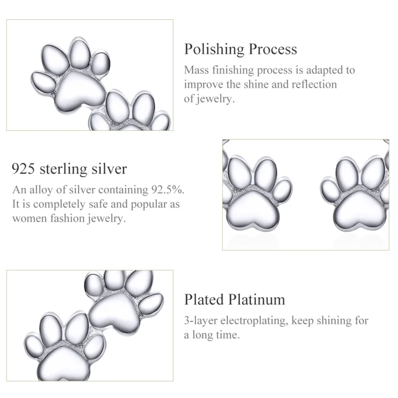 (imagem para) Brincos Petit Pegadas de animais de estimação estilo Pandora - SCE718 - Visualizar 3