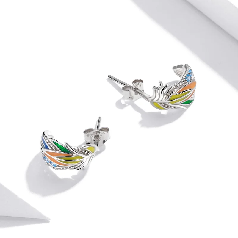(imagem para) Brincos Petit Penas de Estilo estilo Pandora - SCE1128 - Visualizar 2