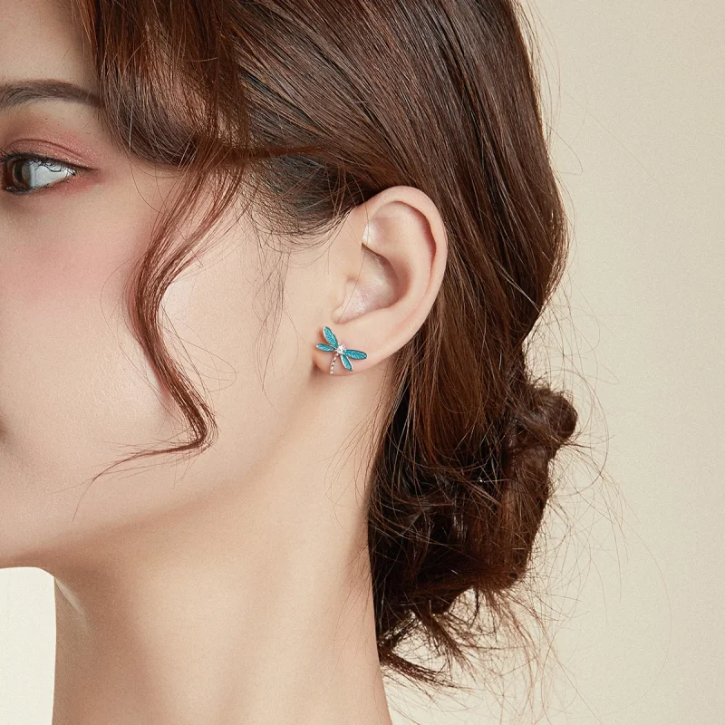 (imagem para) Brincos Petit Pequena libélula estilo Pandora - BSE455 - Visualizar 8