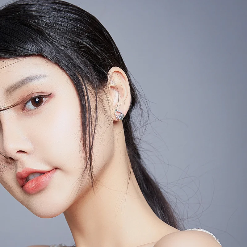 (imagem para) Brincos Petit Preguiça em Forma de Coração estilo Pandora - SCE885 - Visualizar 5