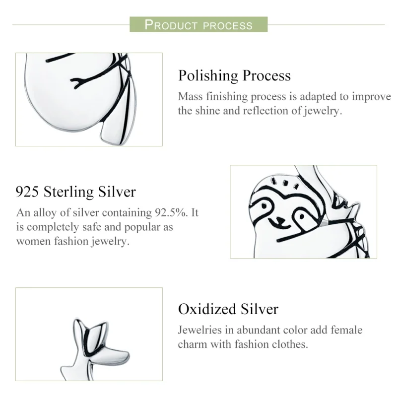 (imagem para) Brincos Petit Preguiça estilo Pandora - SCE327 - Visualizar 4