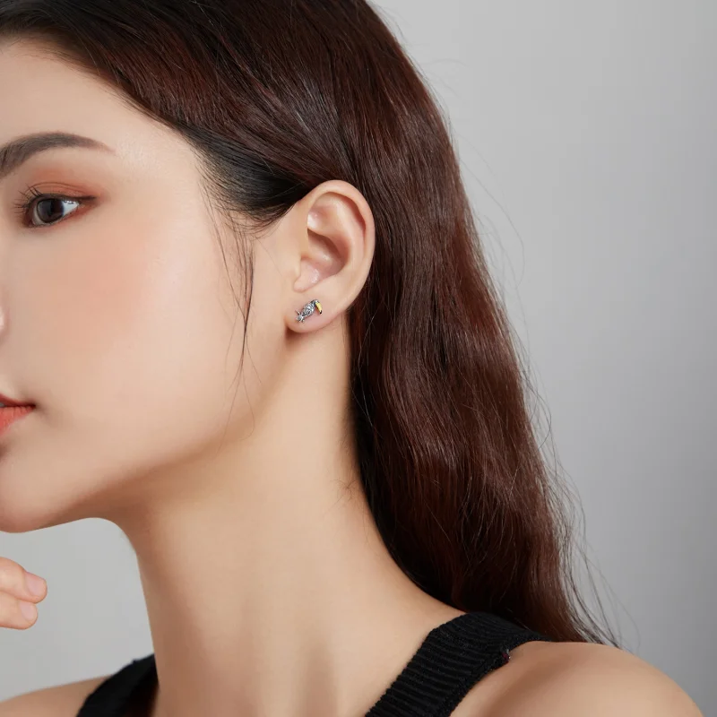 (imagem para) Brincos Petit Pássaro e folha de bico grande estilo Pandora - SCE1083 - Visualizar 7