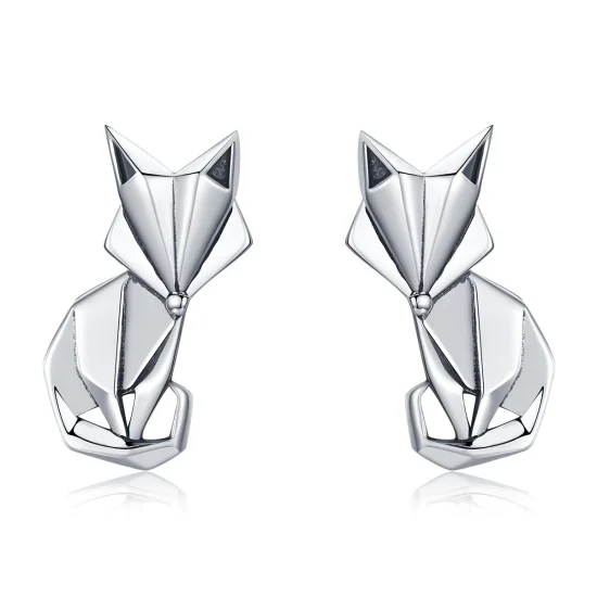 (imagem para) Brincos Petit Raposa Origami estilo Pandora - SCE526