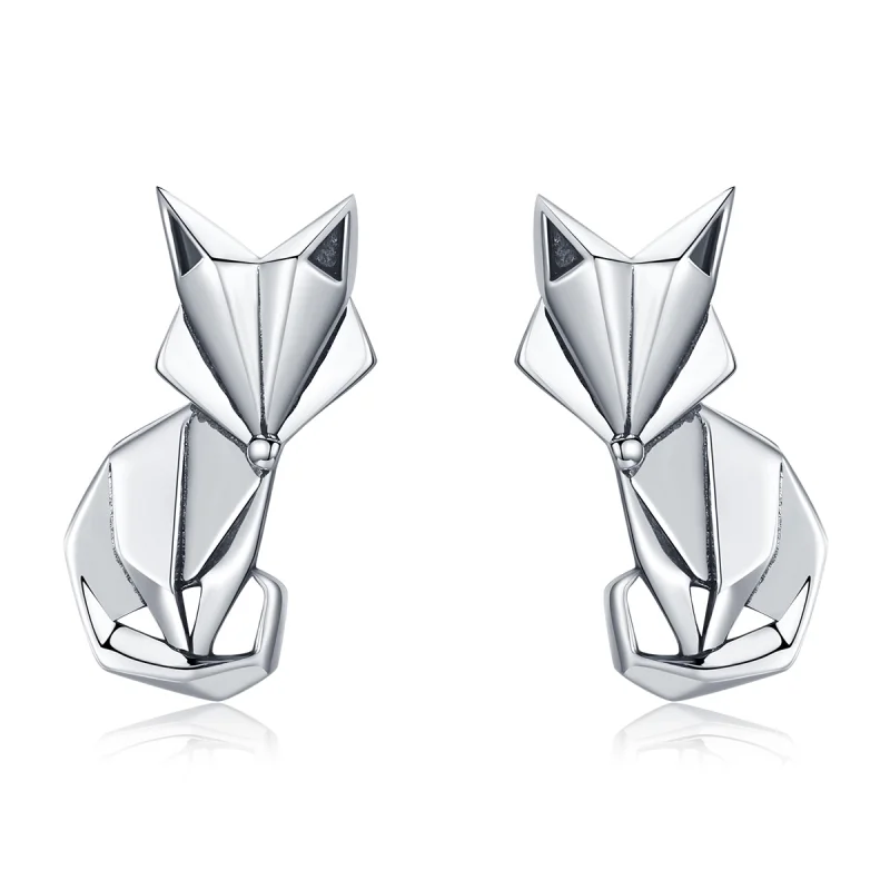 (imagem para) Brincos Petit Raposa Origami estilo Pandora - SCE526