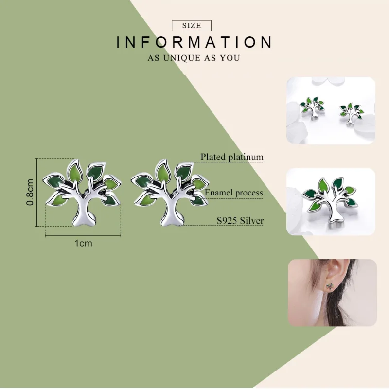 (imagem para) Brincos Petit Árvore da vida estilo Pandora - SCE409 - Visualizar 3