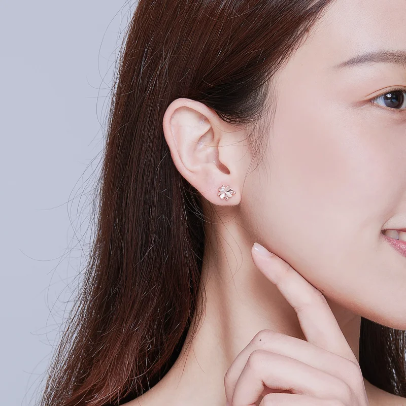 (imagem para) Brincos Petit Trevo estilo Pandora Rose - BSE233 - Visualizar 5