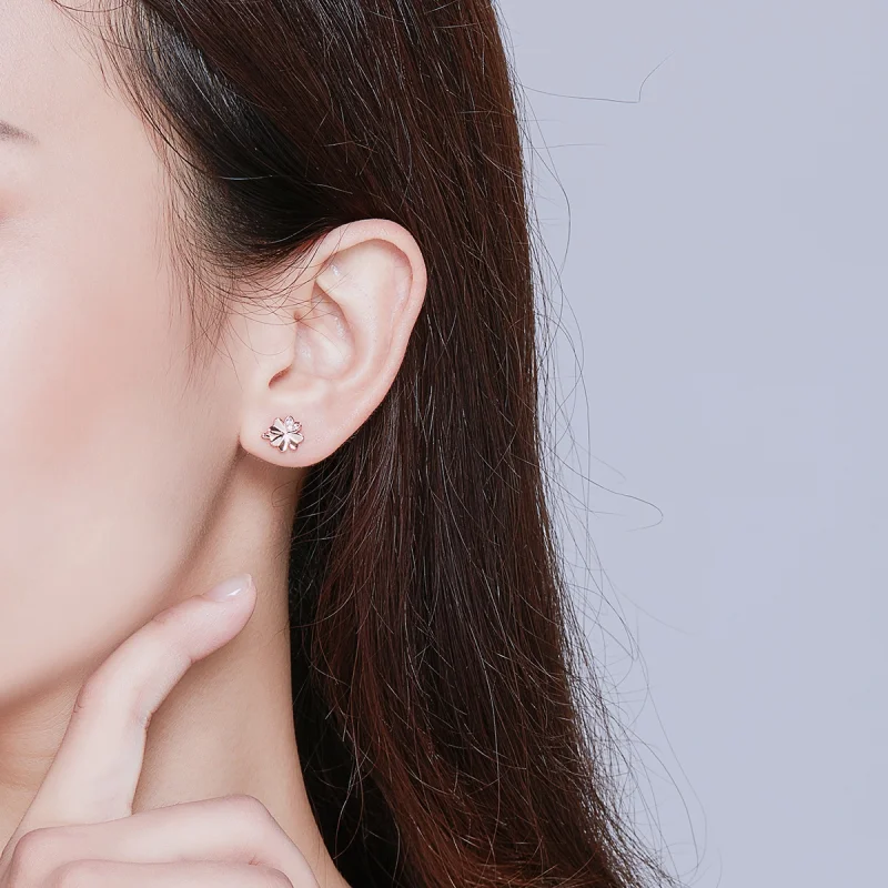 (imagem para) Brincos Petit Trevo estilo Pandora Rose - BSE233 - Visualizar 6