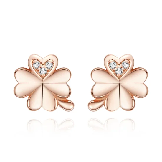 (imagem para) Brincos Petit Trevo estilo Pandora Rose - BSE233