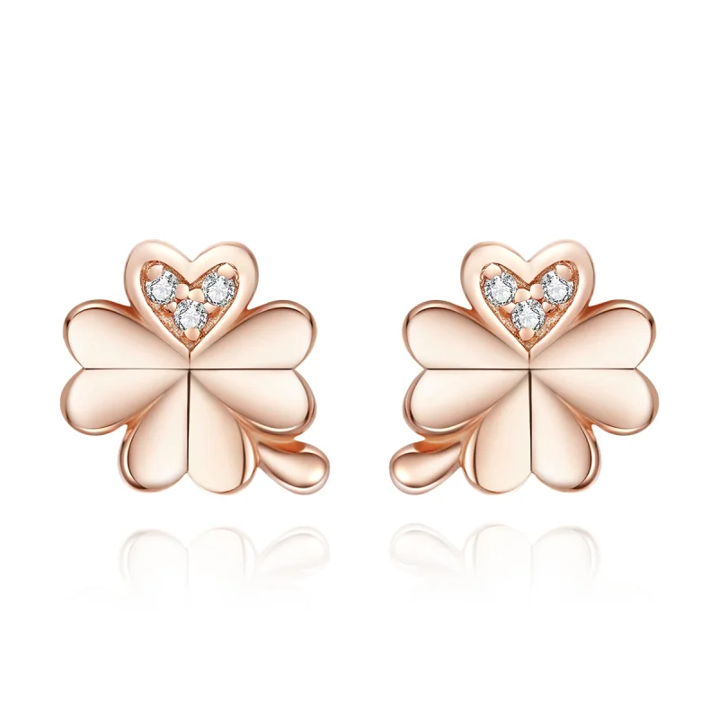 (imagem para) Brincos Petit Trevo estilo Pandora Rose - BSE233