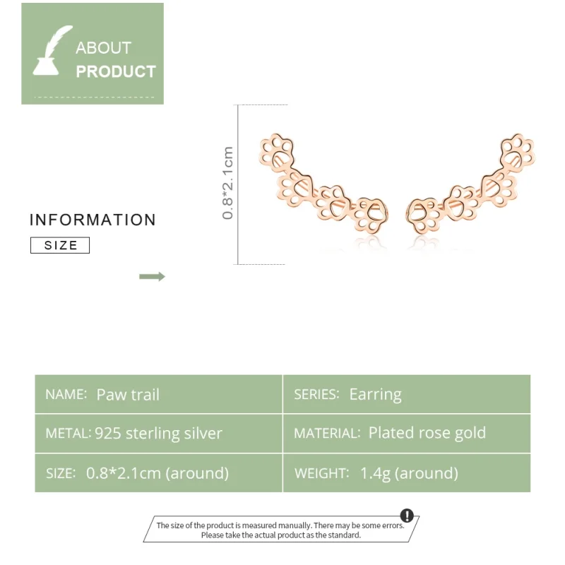 (imagem para) Brincos Petit Trilha da Pata estilo Pandora Rose - SCE430-C - Visualizar 2