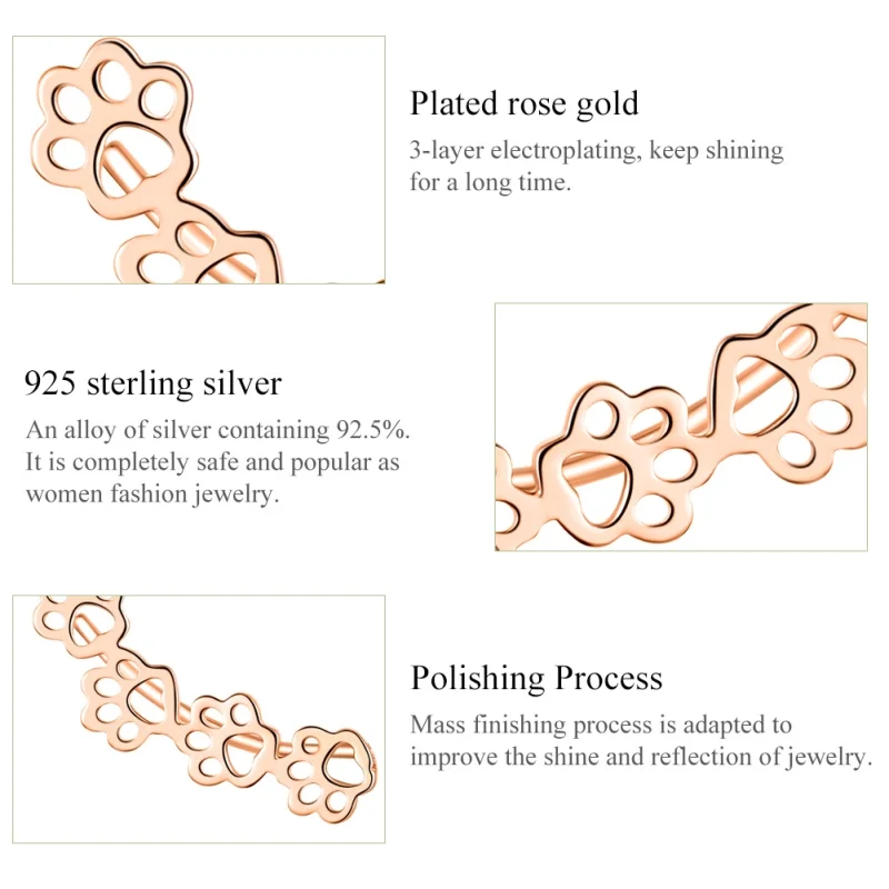 (imagem para) Brincos Petit Trilha da Pata estilo Pandora Rose - SCE430-C - Visualizar 3