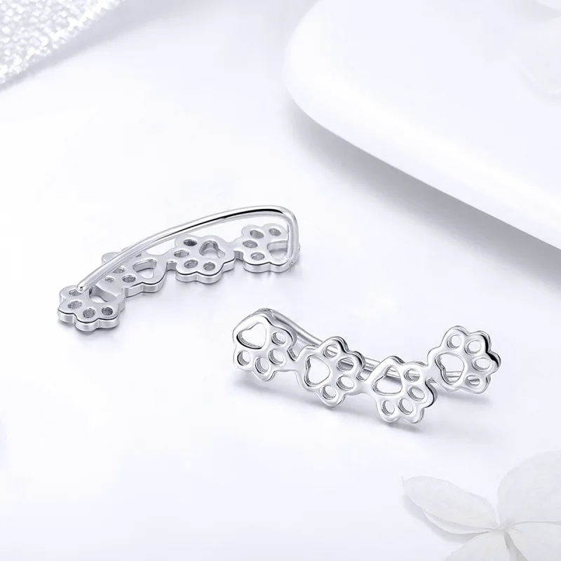 (imagem para) Brincos Petit Trilha da Pata estilo Pandora - SCE430 - Visualizar 4