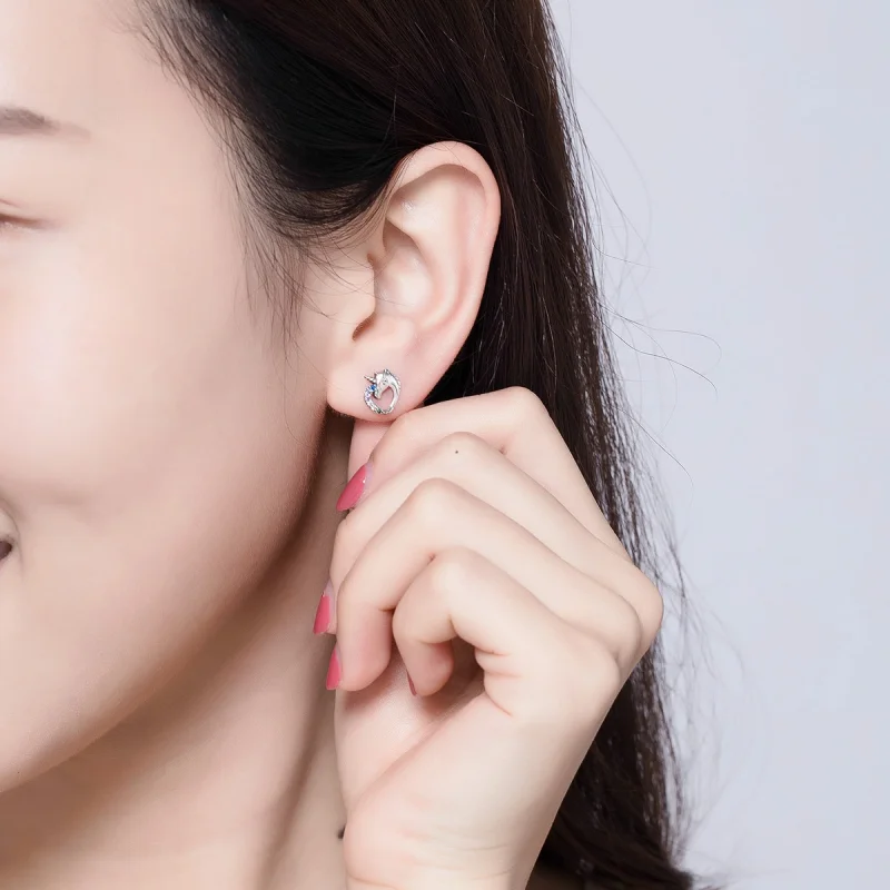 (imagem para) Brincos Petit Unicórnio estilo Pandora - SCE611 - Visualizar 6