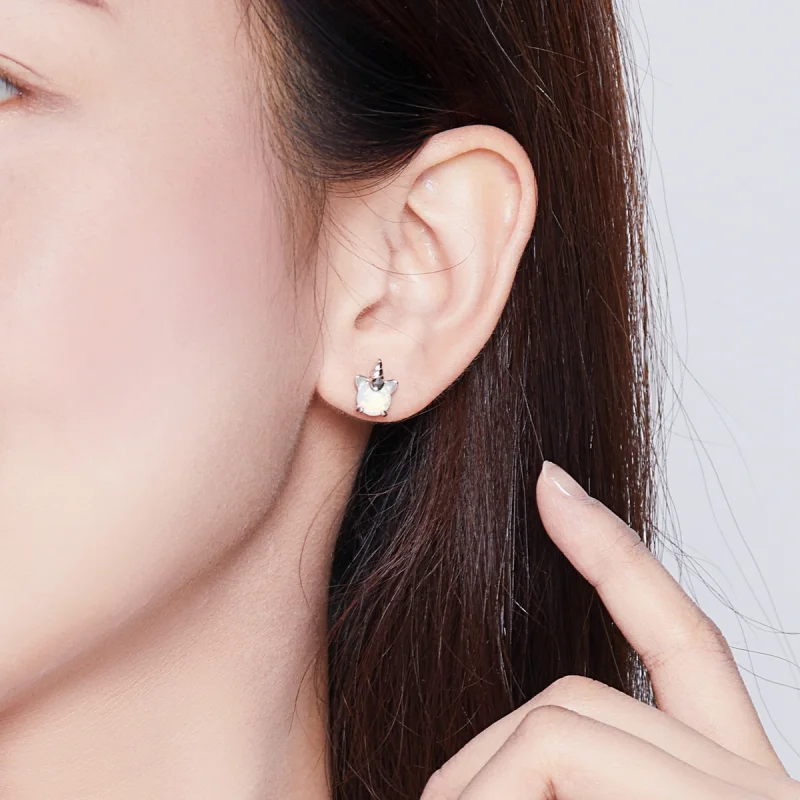 (imagem para) Brincos Petit Unicórnio fofo estilo Pandora - SCE737 - Visualizar 8