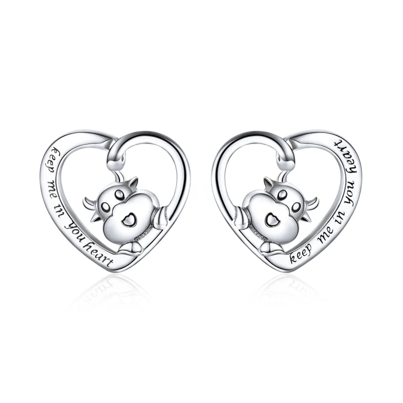 (imagem para) Brincos Petit Vaca fofa estilo Pandora - SCE984