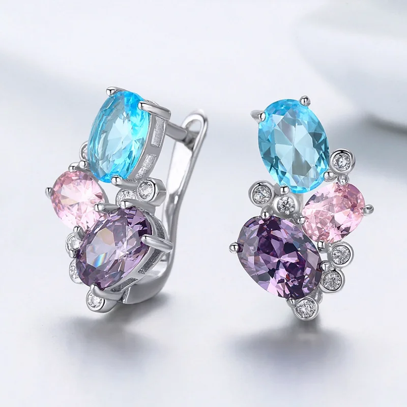 (imagem para) Brincos Petit Zircão Colorido estilo Pandora - SCE579 - Visualizar 4