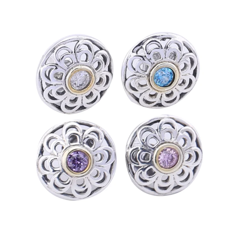 (imagem para) Silver stud earring with 14k and green synthetic spinel - 290542SSG - Visualizar 2