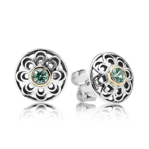 (imagem para) Silver stud earring with 14k and green synthetic spinel - 290542SSG
