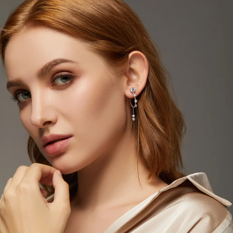 (imagem para) Pandora Style Bright Hanging Earrings - BSE310 - Visualizar 6