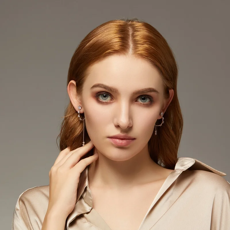 (imagem para) Pandora Style Bright Hanging Earrings - BSE310 - Visualizar 7