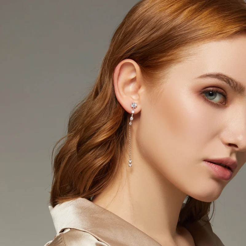 (imagem para) Pandora Style Bright Hanging Earrings - BSE310 - Visualizar 8