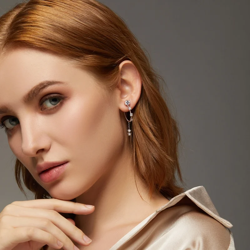 (imagem para) Pandora Style Bright Hanging Earrings - BSE310 - Visualizar 9