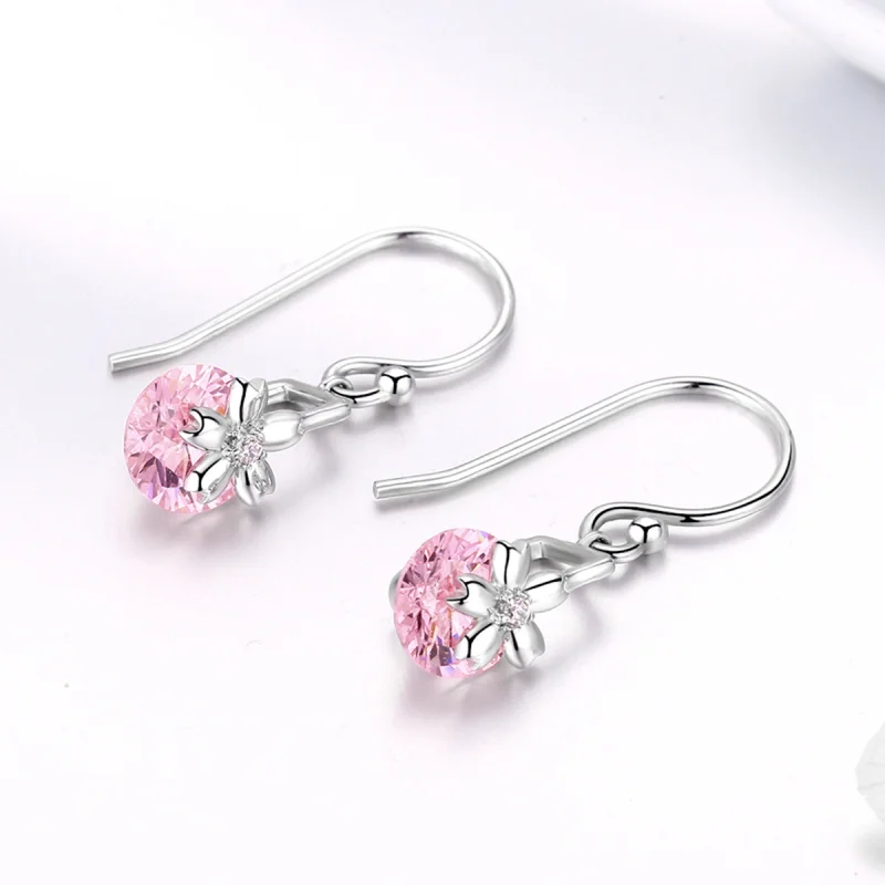 (imagem para) Pandora Style Cherry Blossoms Hanging Earrings - BSE039 - Visualizar 2