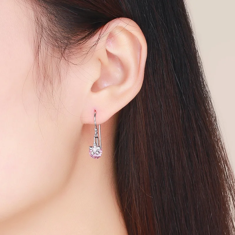 (imagem para) Pandora Style Cherry Blossoms Hanging Earrings - BSE039 - Visualizar 5