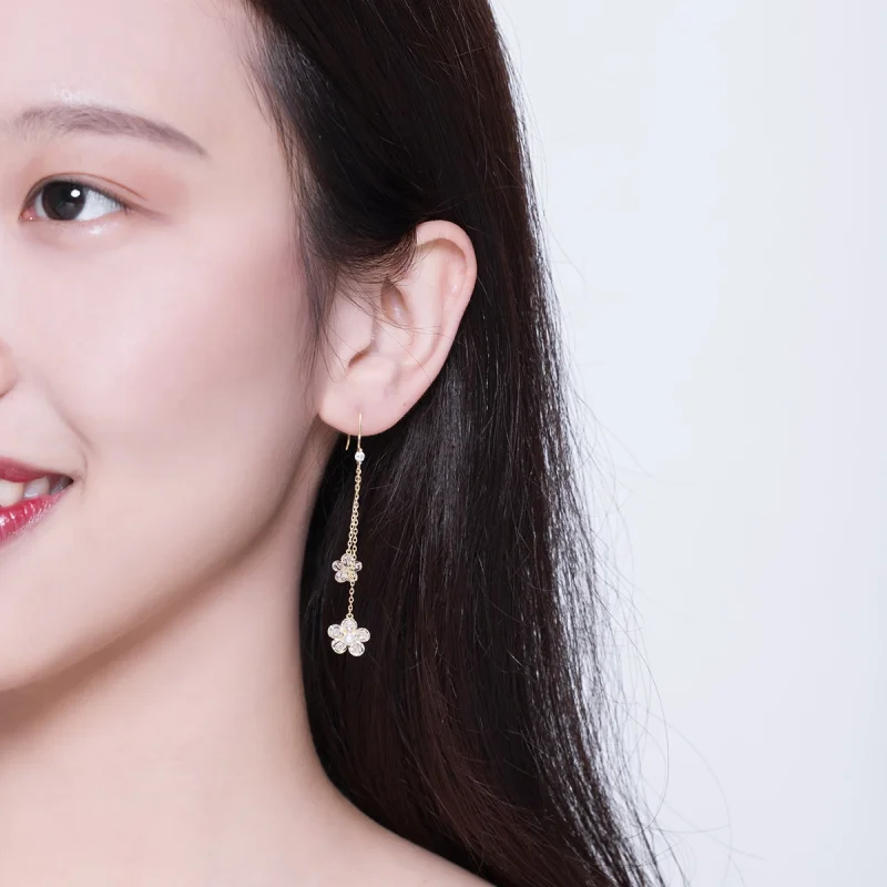 (imagem para) Pandora Style Flower Light Hanging Earrings - BSE197 - Visualizar 5