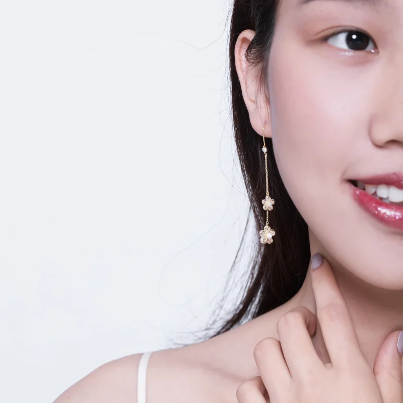 (imagem para) Pandora Style Flower Light Hanging Earrings - BSE197 - Visualizar 7