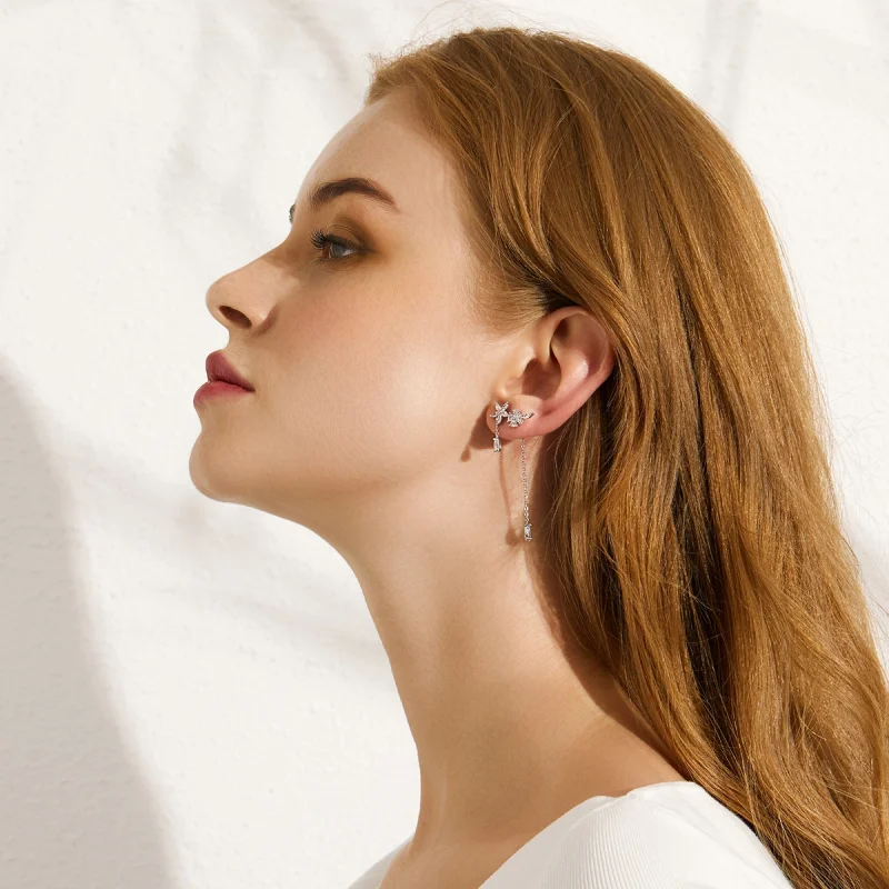 (imagem para) Pandora Style Flower Love Hanging Earrings - BSE288 - Visualizar 11